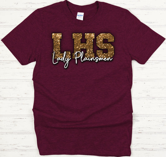 LHS Lady Plainsmen Faux Glitter Spirit Tee