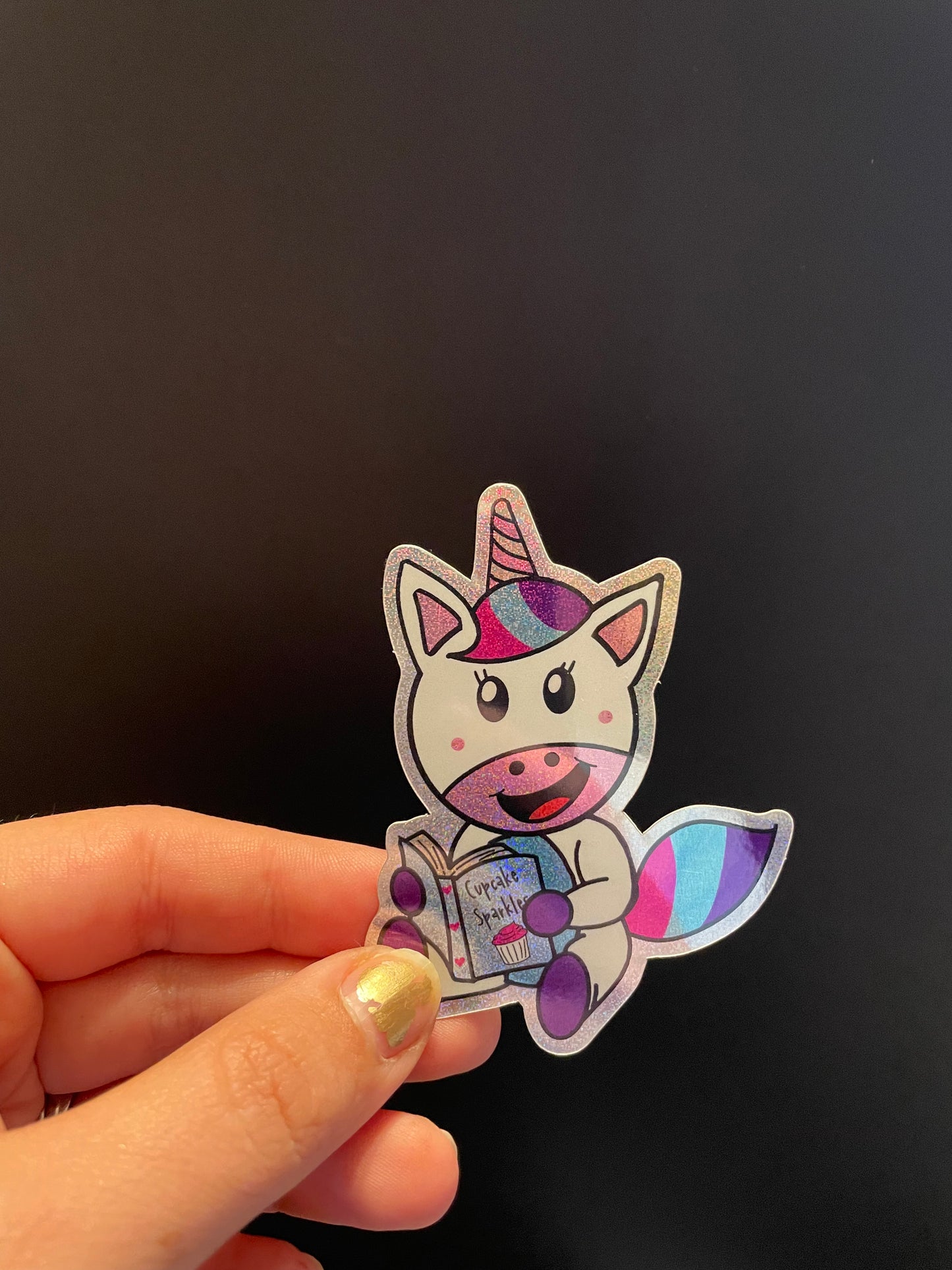 Unicorn Reading - Sparkling Sticker