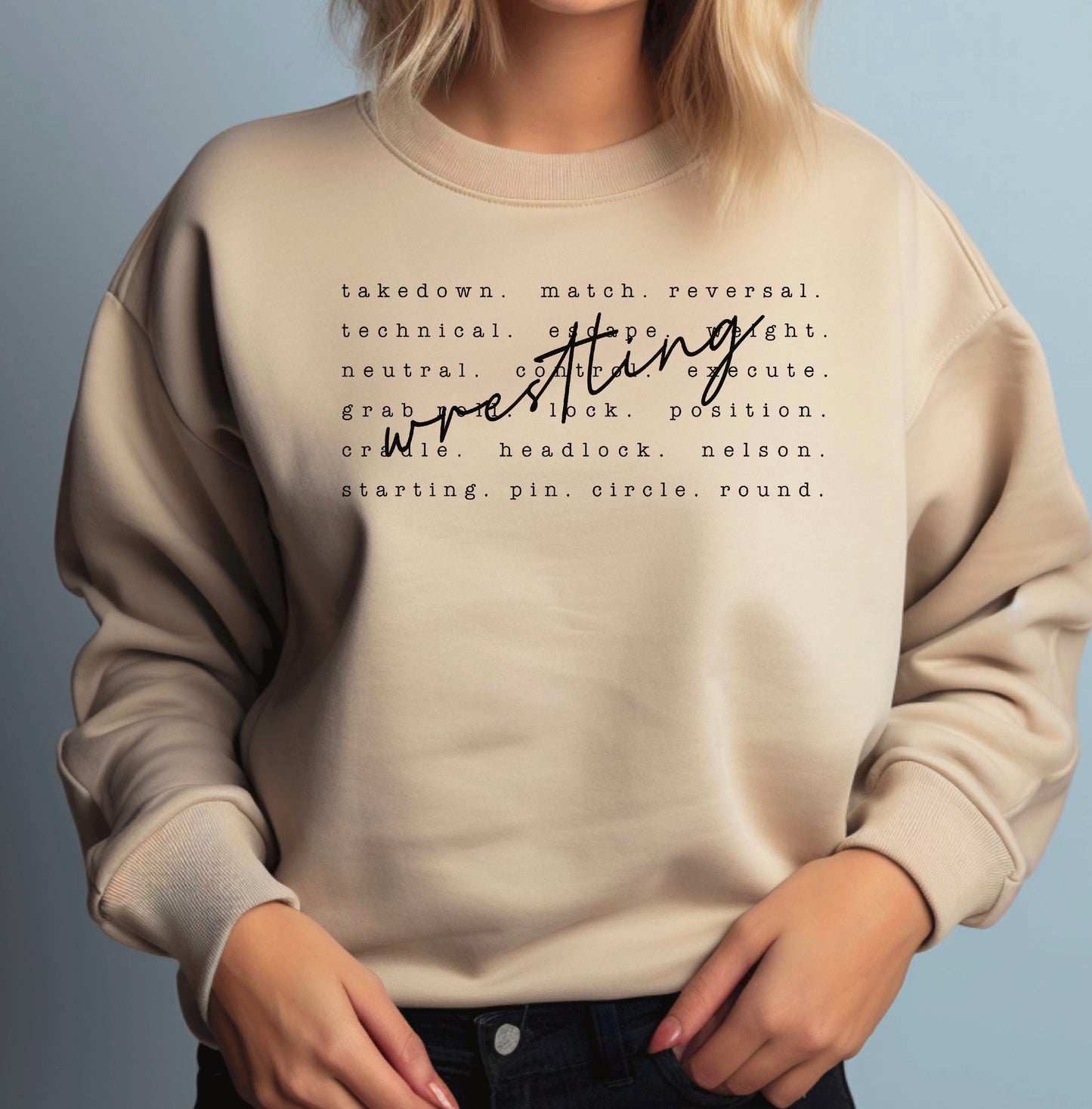 Wrestling Terms Crew Neck Sweatshirt