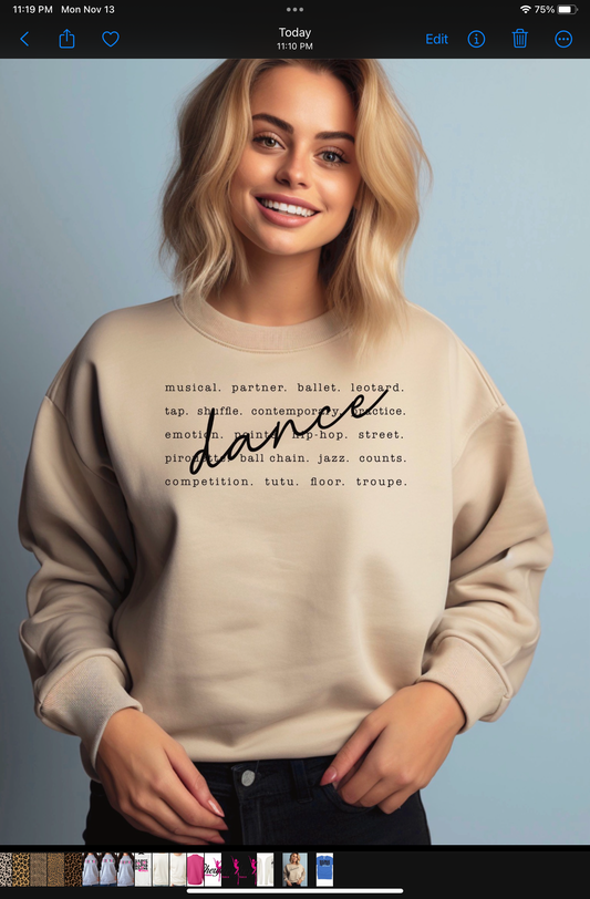 Dance Terms Crew Neck Sweatshirt