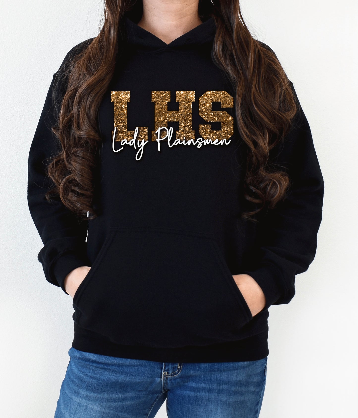 LHS Lady Plainsmen Faux Glitter Spirit Hoodie or Crewneck