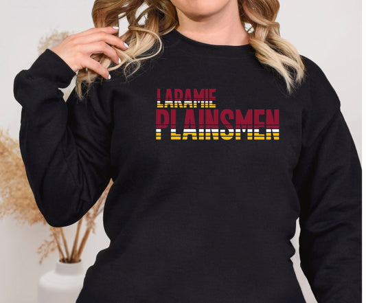 Laramie Plainsmen – Retro Stripe Tee Hoodie or Crewneck